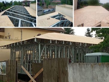 Placare ferme acoperis cu OSB 20 mm pentru casa metalica parter Ilfov